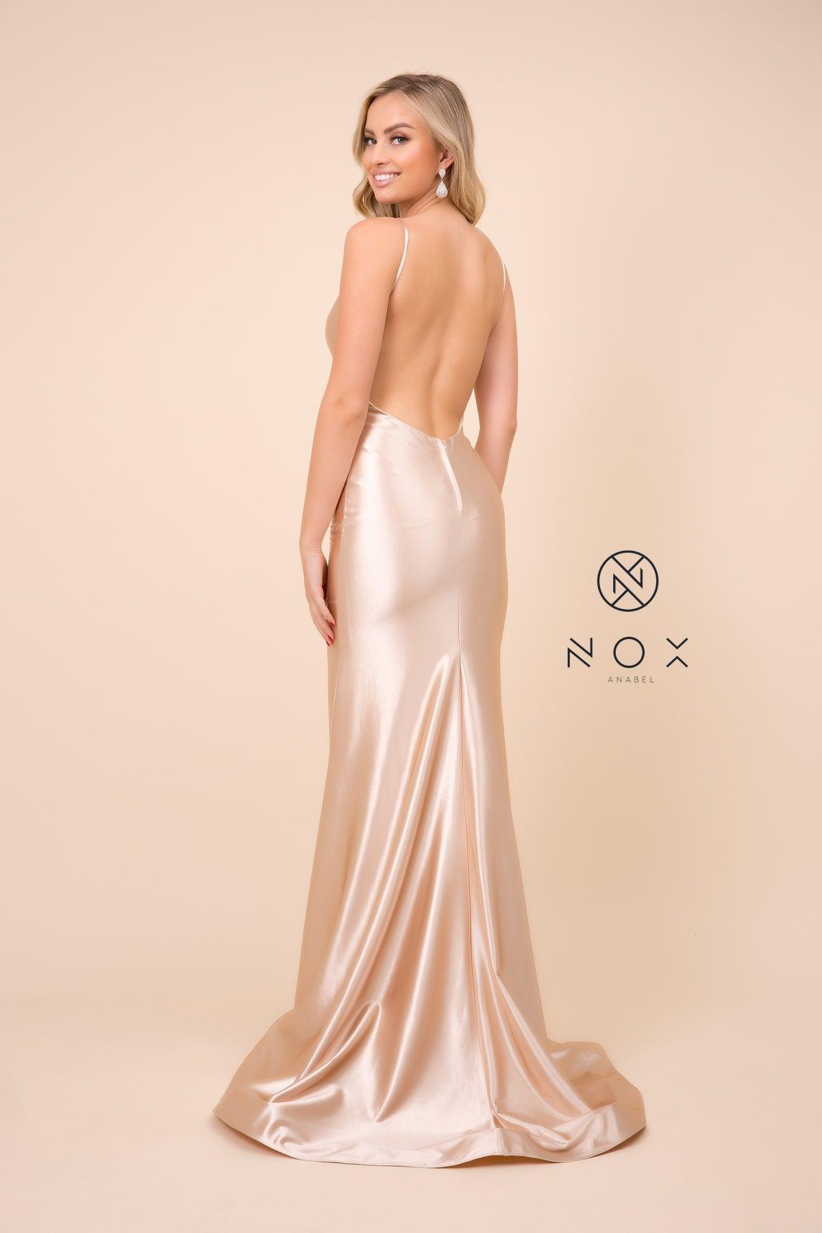 Long Satin Evening Gown Sexy Prom Dress