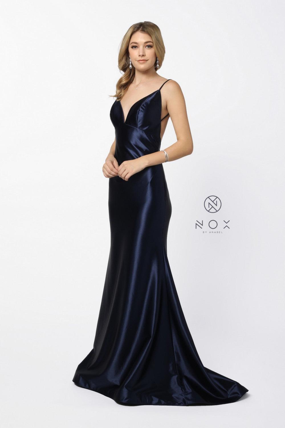 Long Satin Evening Gown Sexy Prom Dress