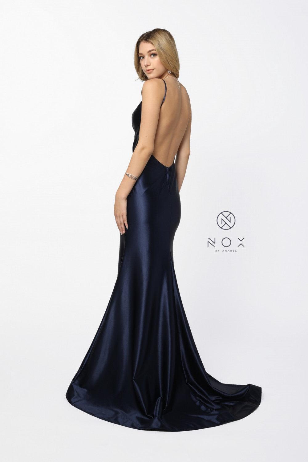 Long Satin Evening Gown Sexy Prom Dress
