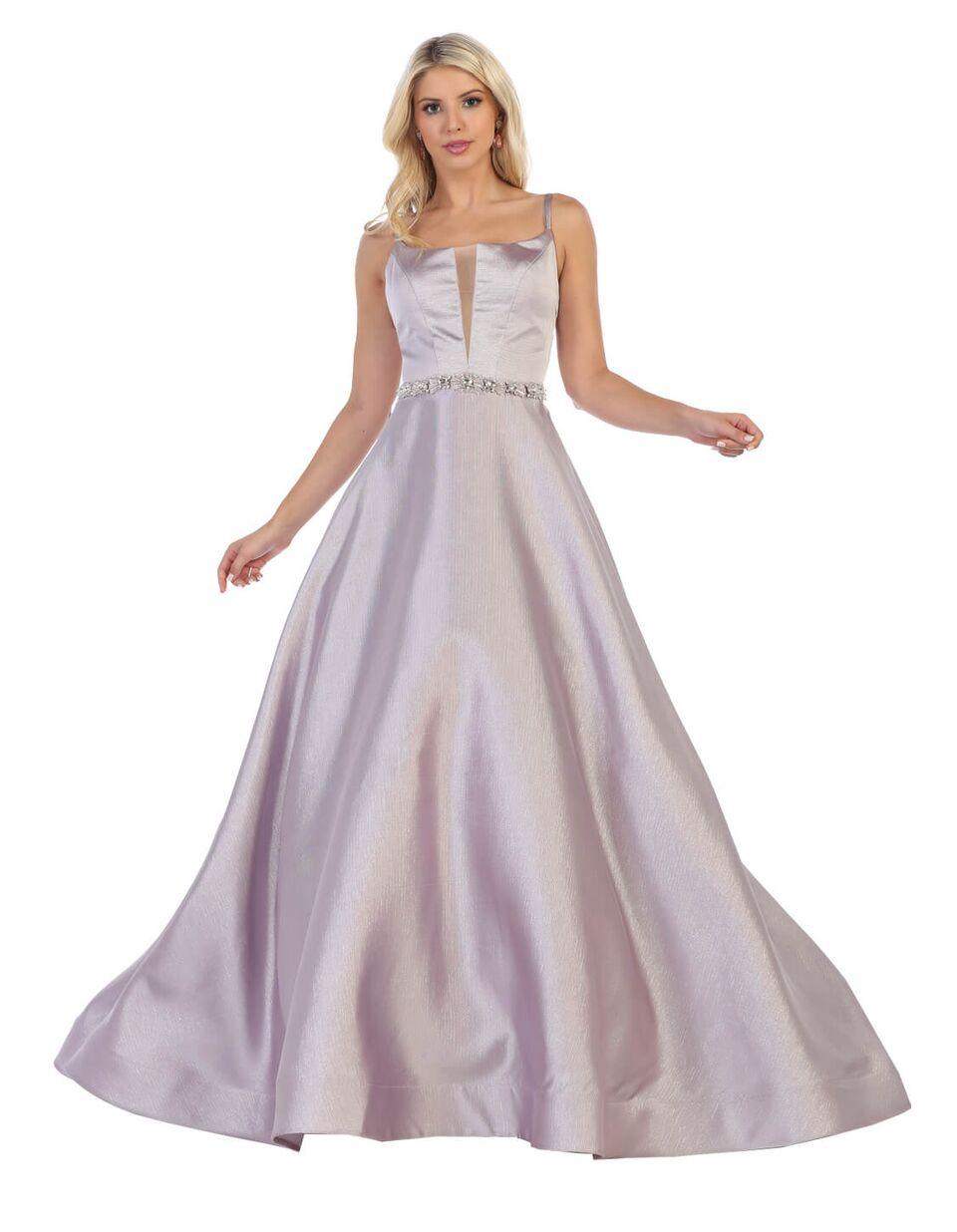 Long Satin Spaghetti Strap Prom Dress Ball Gown - The Dress Outlet May Queen