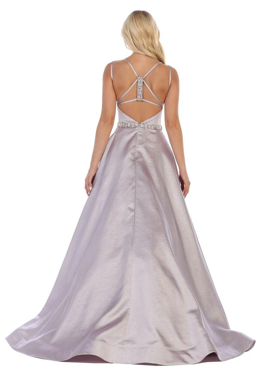 Long Satin Spaghetti Strap Prom Dress Ball Gown - The Dress Outlet May Queen