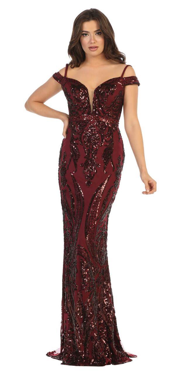 Long Sequin Off The Shoulder Prom Dress Formal Gown - The Dress Outlet May Queen