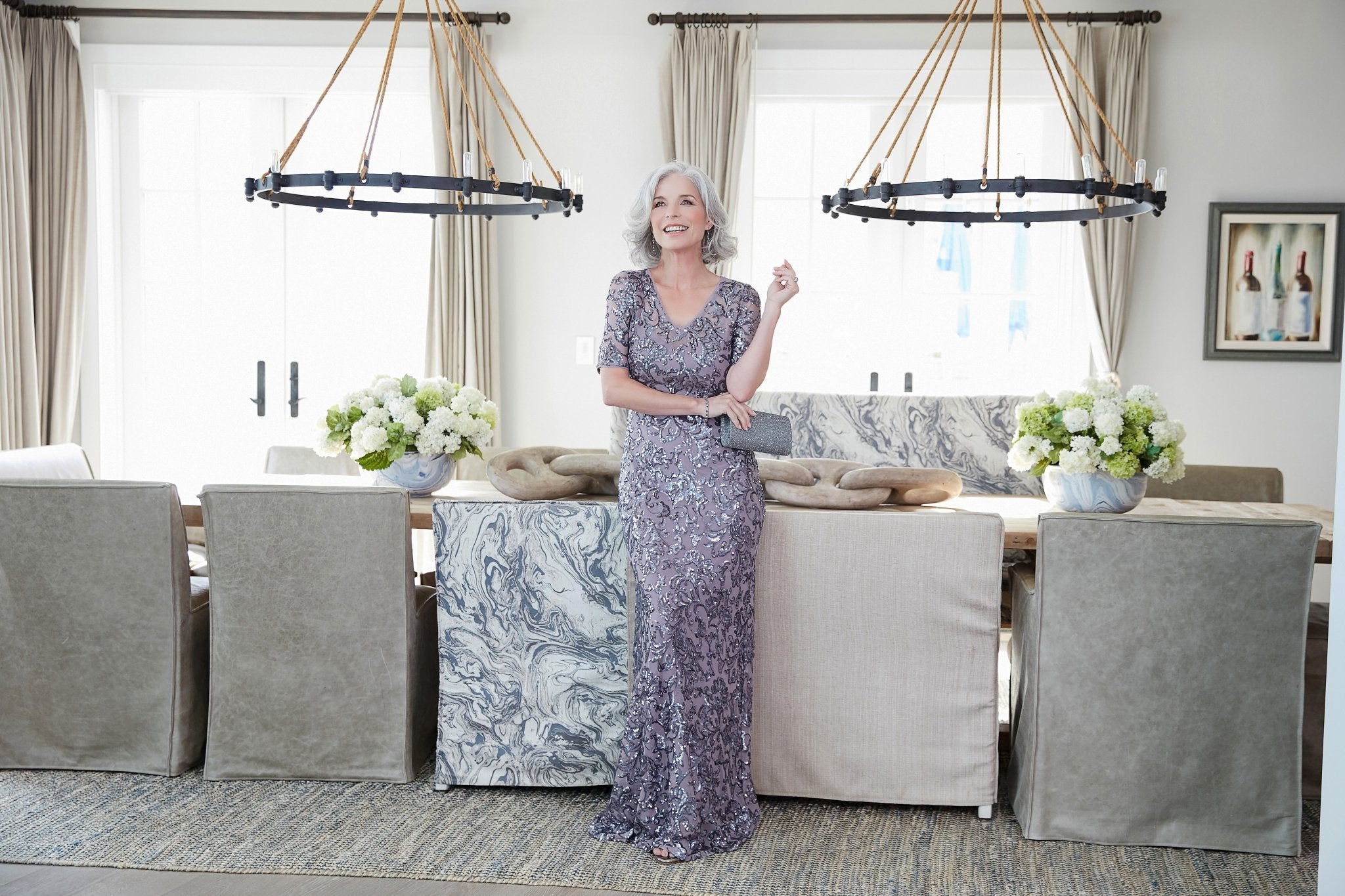Mother of the Bride Dresses Sequin Long Formal Mother of the Bride Dress Icy Orchid