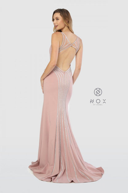 Long Sexy Open Back Formal Prom Dress - The Dress Outlet Nox Anabel