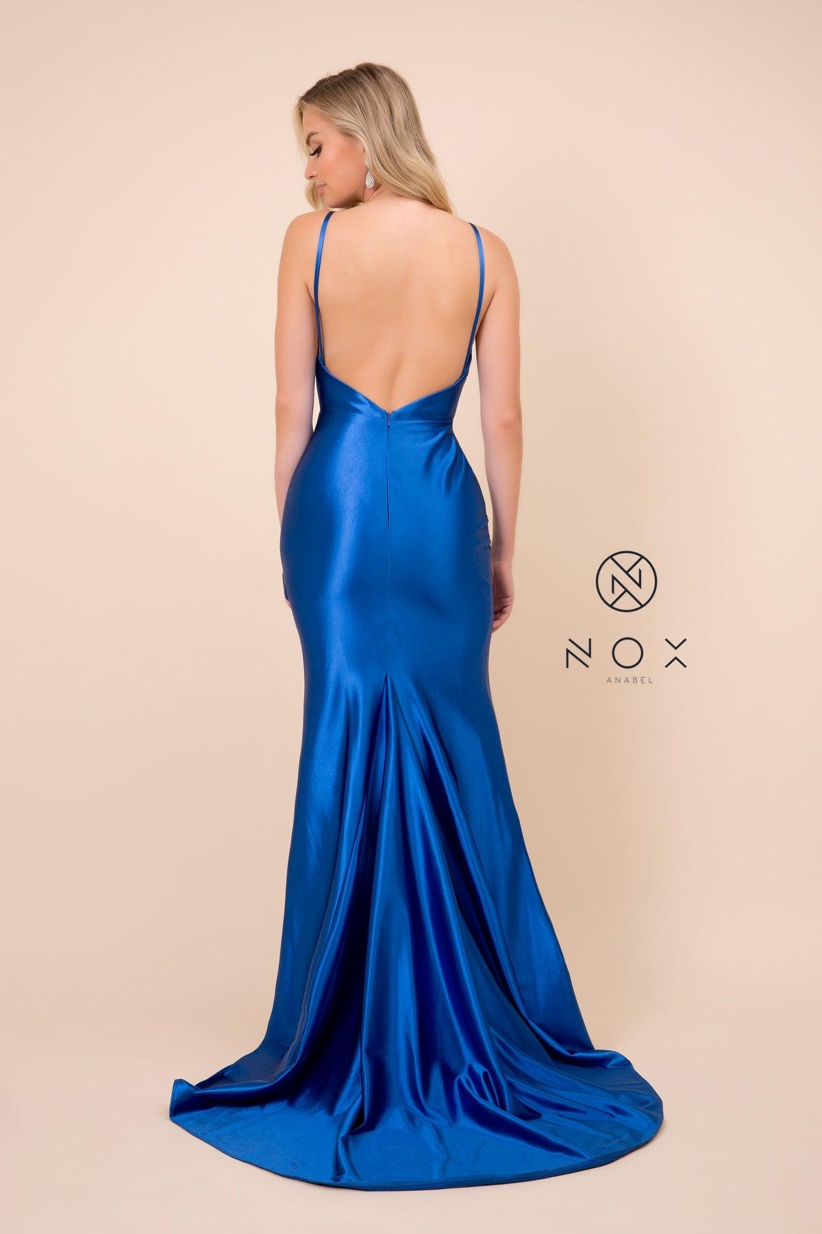 Long Sexy Satin High Slit Prom Dress Evening Gown