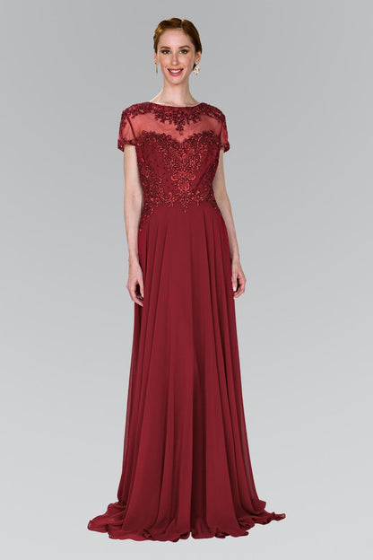 Long Short Sleeve Evening Formal Dress - The Dress Outlet Elizabeth K
