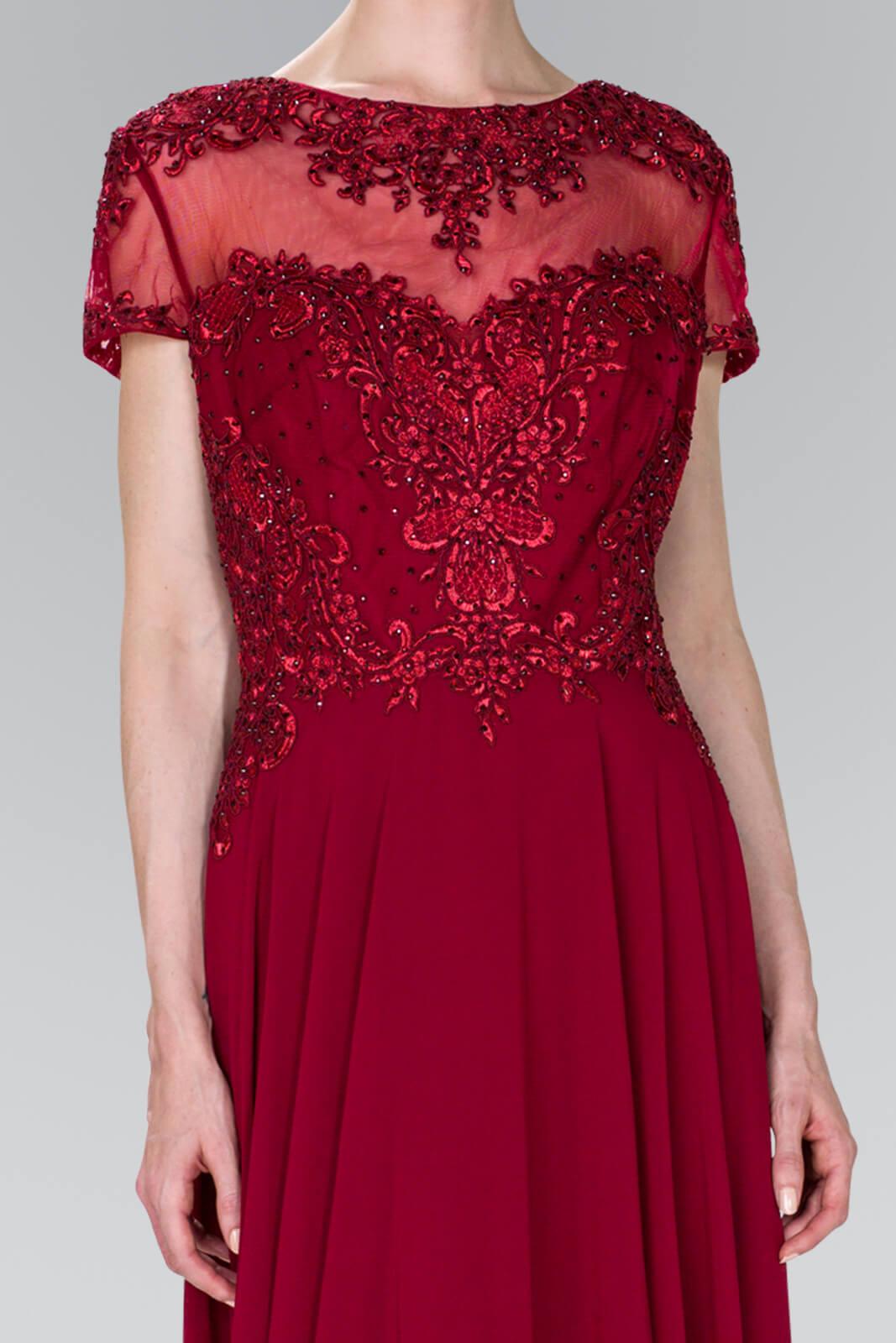 Long Short Sleeve Evening Formal Dress