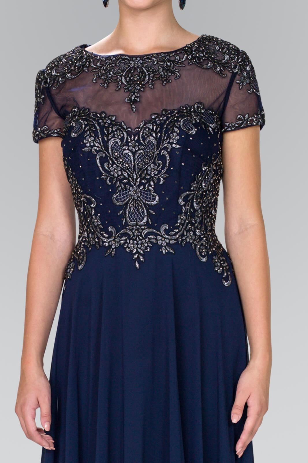 Long Short Sleeve Evening Formal Dress