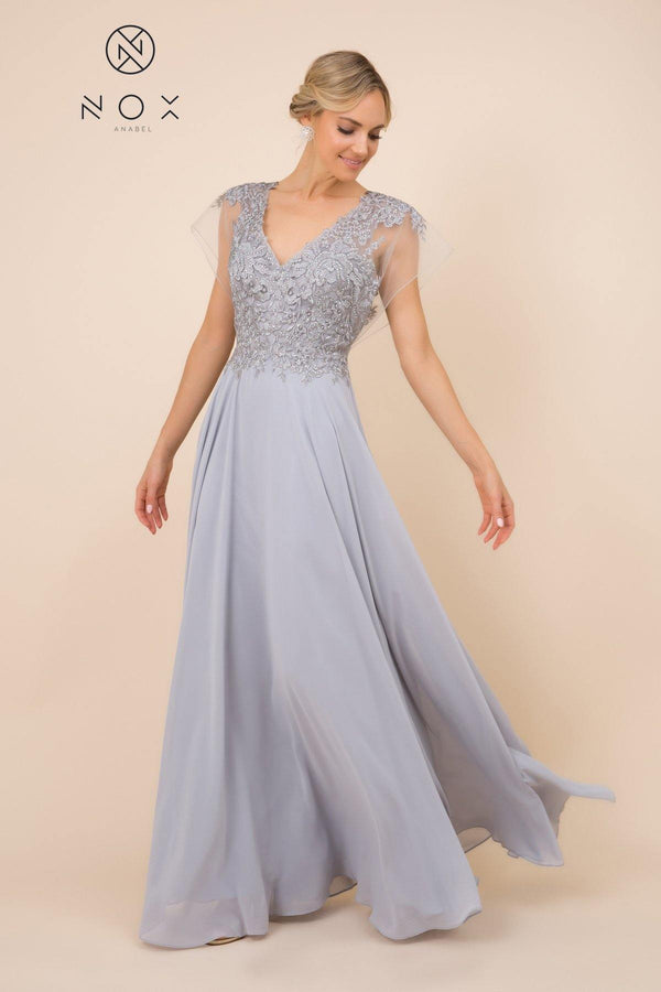 Long Short Sleeve Mother of the Bride Formal Dress
