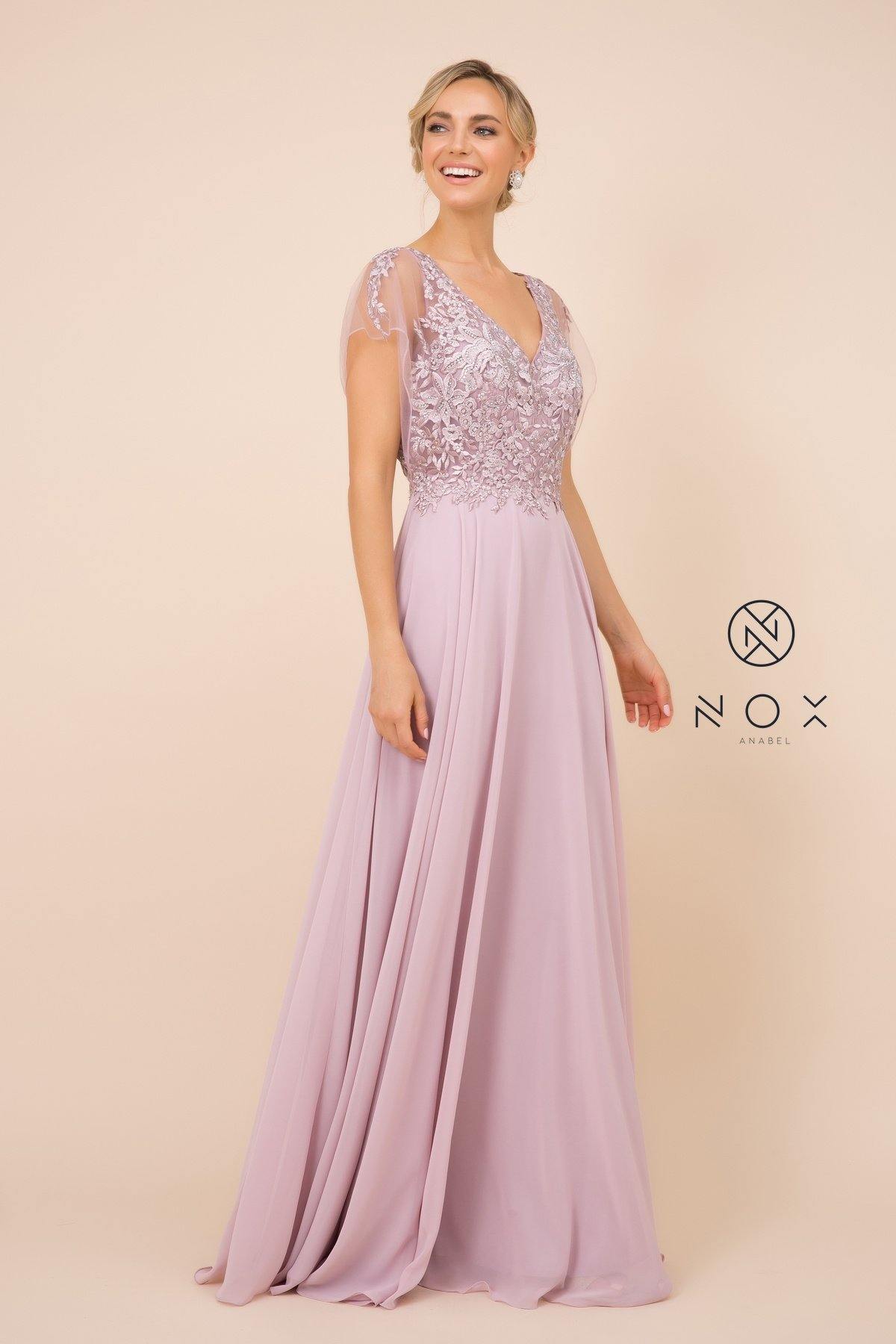 Long Short Sleeve Mother of the Bride Formal Dress