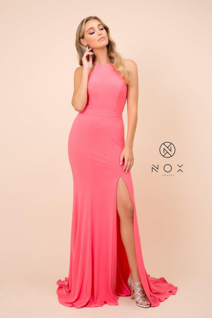 Long Side Slit Formal Dress Prom Evening Gown - The Dress Outlet Nox Anabel