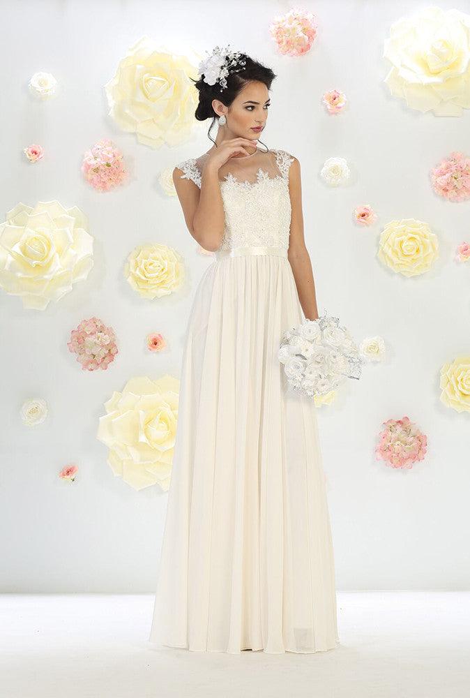 Long Simple Plus Size Wedding Gown - The Dress Outlet May Queen