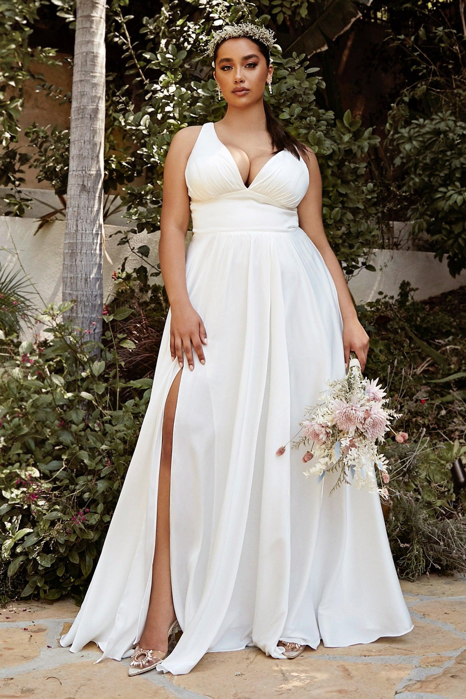 Long Simple Sleeveless Plus Size Wedding Dress Sale - The Dress Outlet