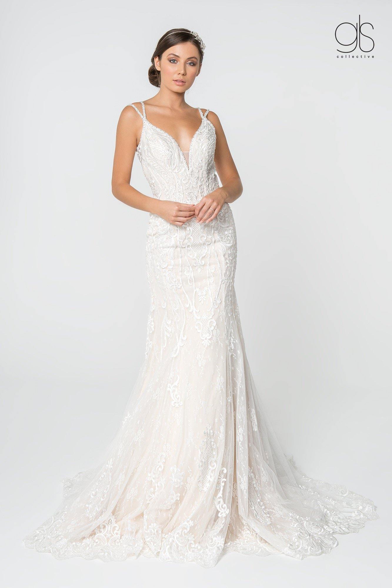 Ivory/Cream Long Simple Wedding Dress Lace Bridal Gown | DressOutlet for $807.99 – The Dress Outlet