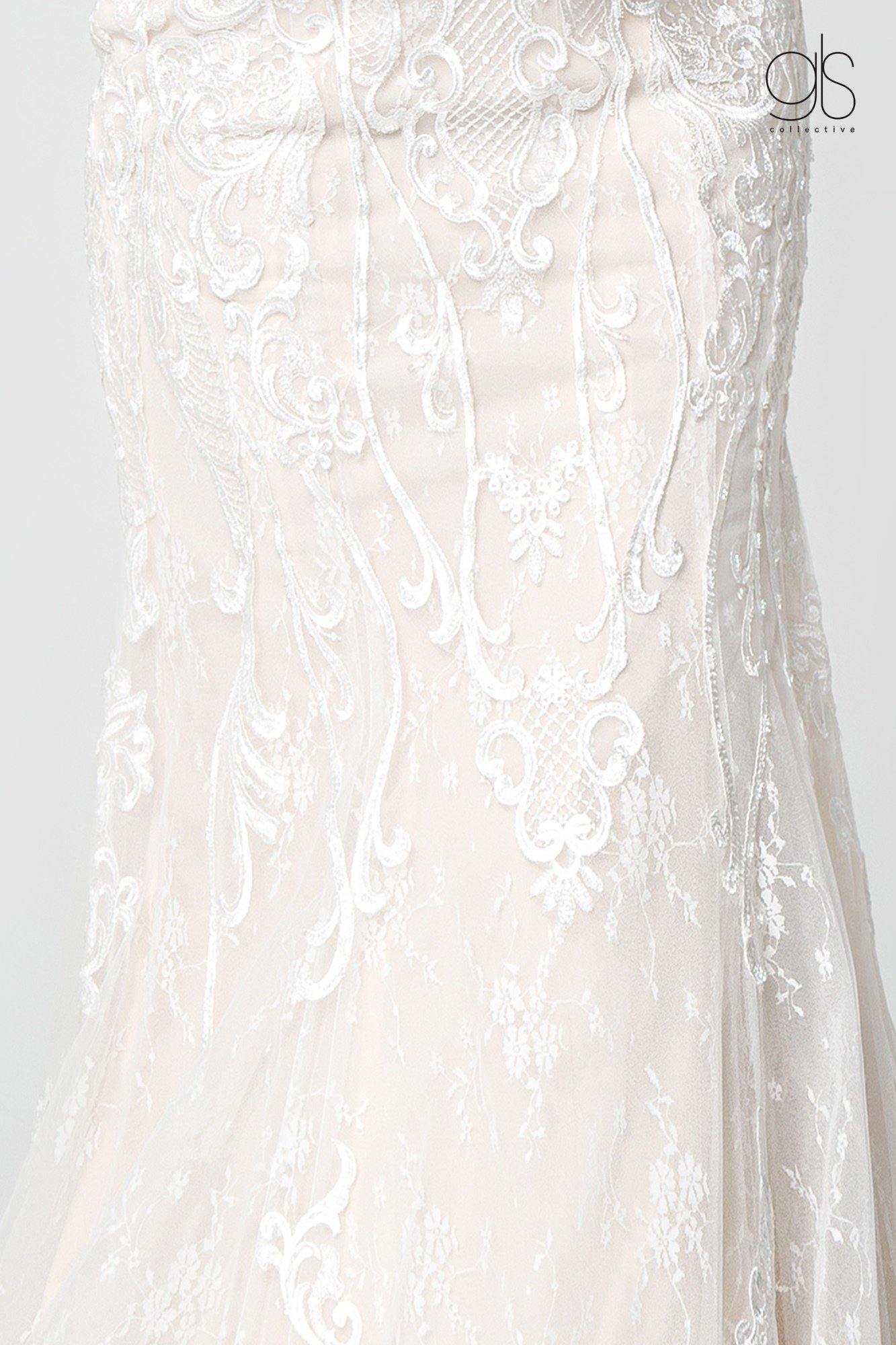 Long Simple Wedding Dress Lace Bridal Gown
