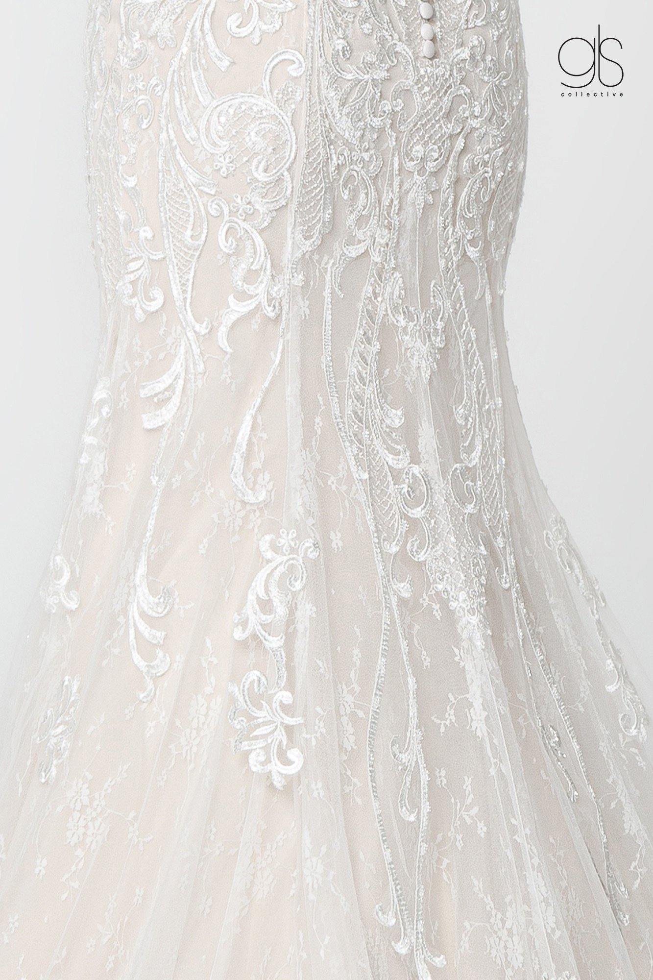 Long Simple Wedding Dress Lace Bridal Gown
