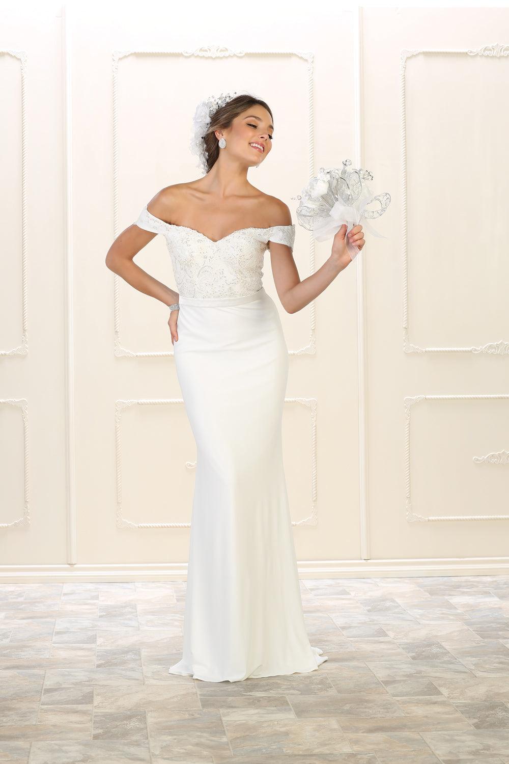 Long Simple Wedding Dress  Plus Size Bridal Gown Sale - The Dress Outlet