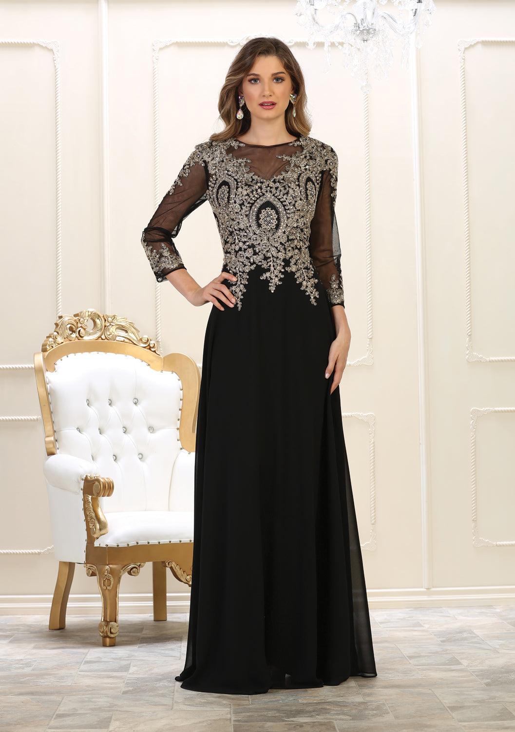 Long Sleeve Dress Plus Size Formal Mother of the Bride - The Dress Outlet May Queen