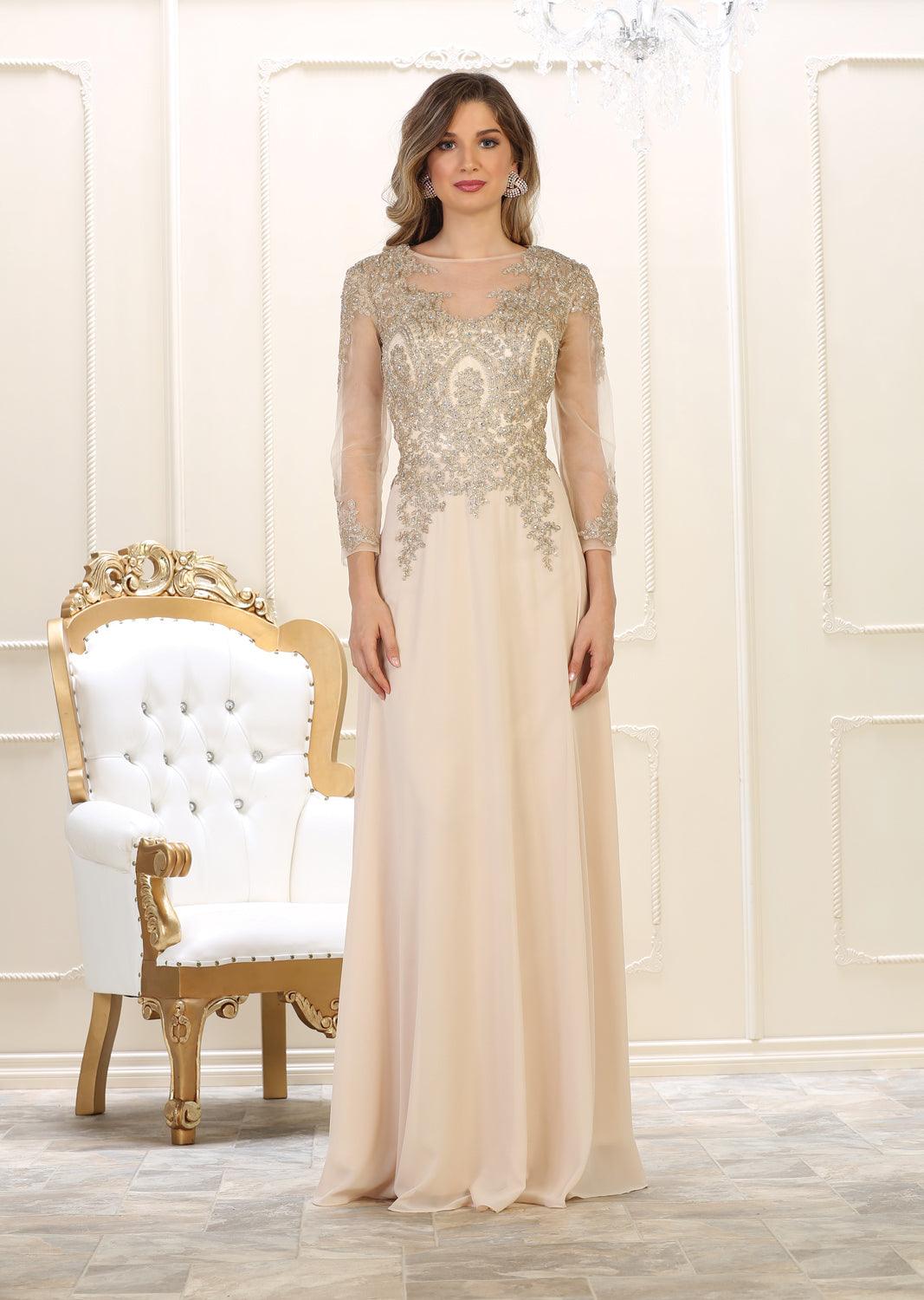 Long Sleeve Dress Plus Size Formal Mother of the Bride - The Dress Outlet May Queen