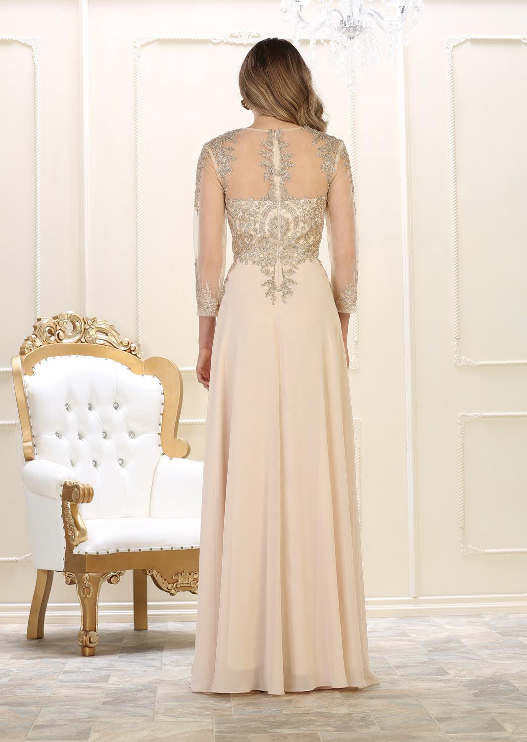 Long Sleeve Dress Plus Size Formal Mother of the Bride - The Dress Outlet May Queen