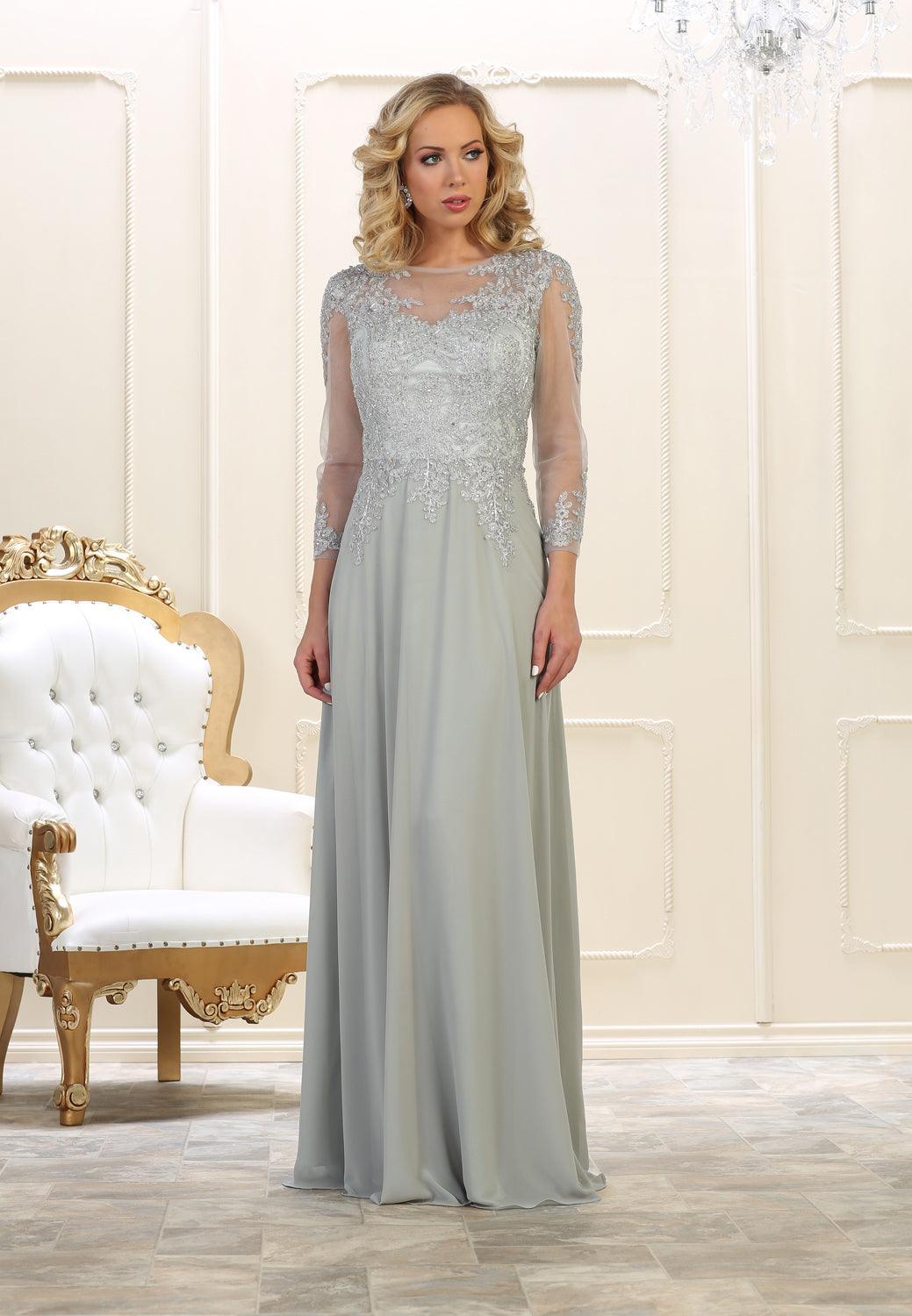 Long Sleeve Dress Plus Size Formal Mother of the Bride - The Dress Outlet May Queen