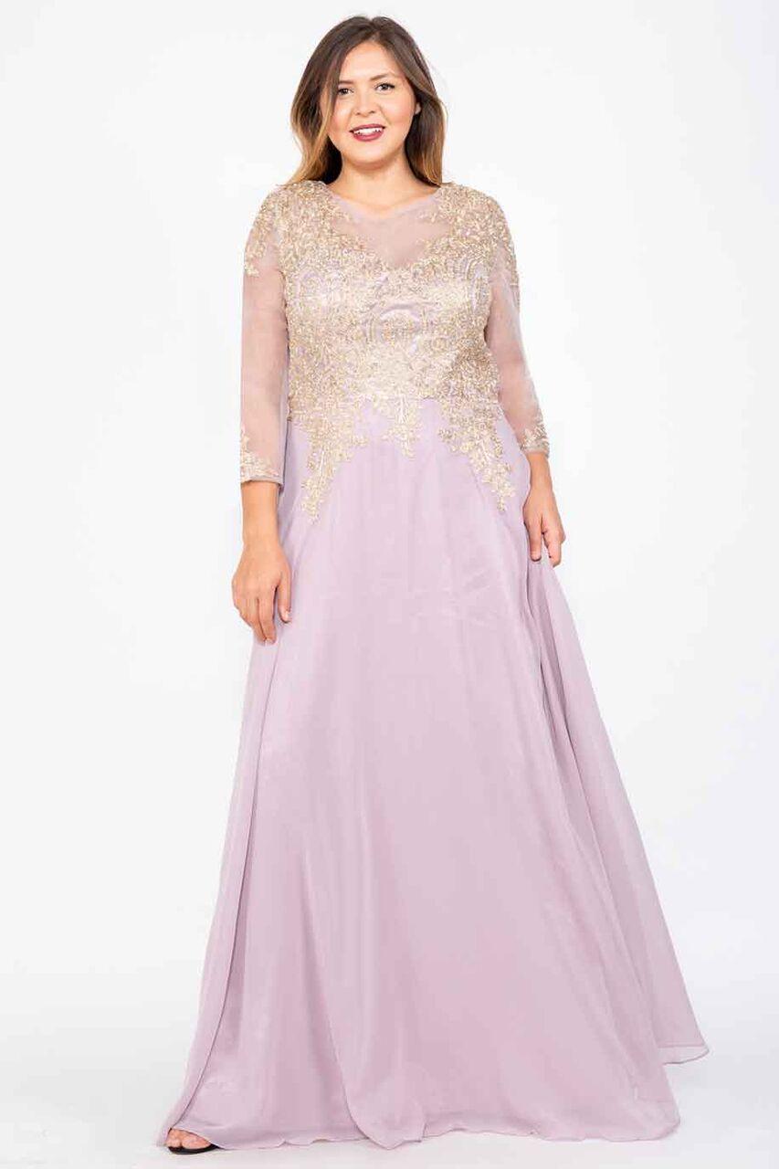 Long Sleeve Dress Plus Size Formal Mother of the Bride - The Dress Outlet May Queen