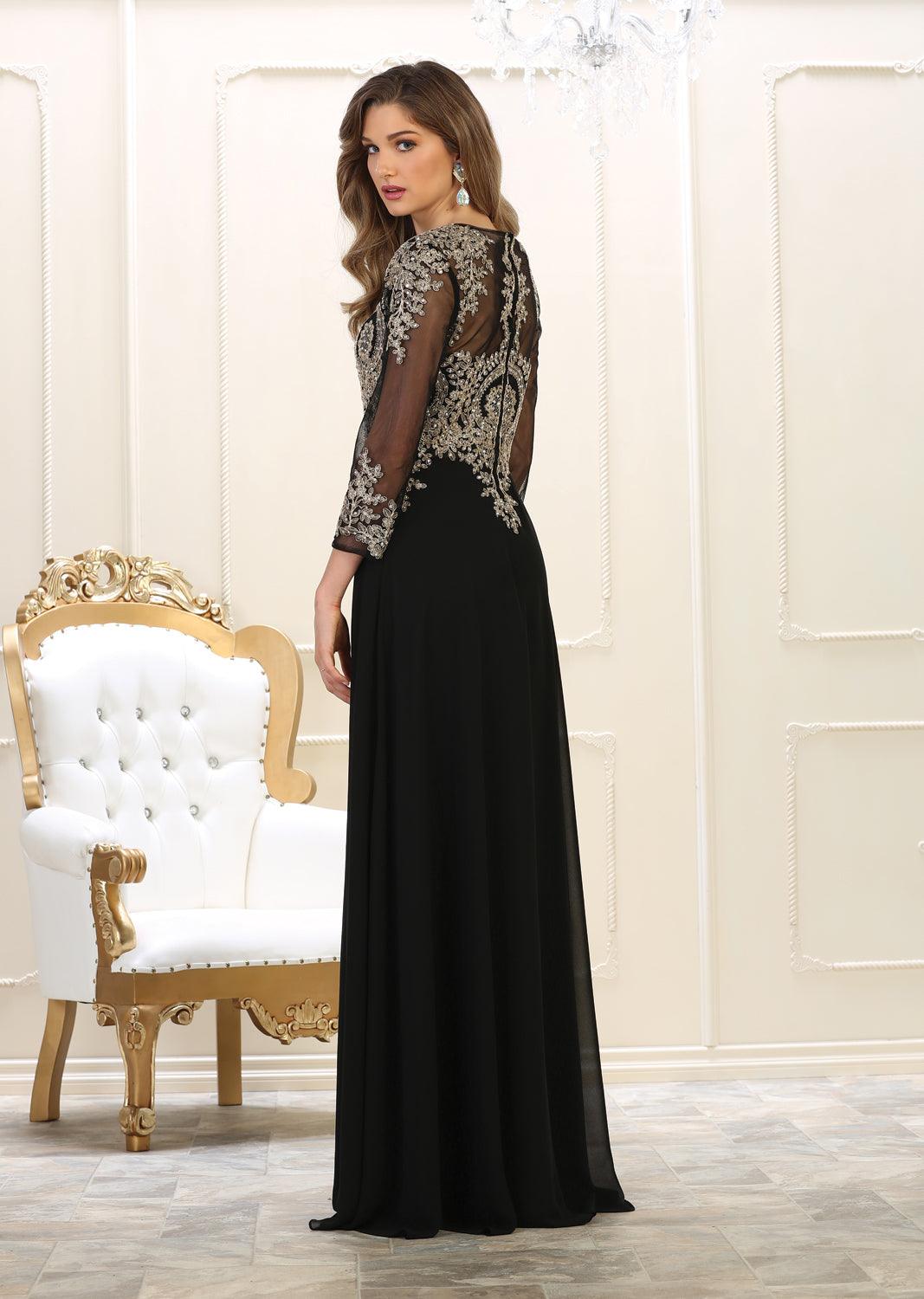 Long Sleeve Dress Plus Size Formal Mother of the Bride - The Dress Outlet May Queen