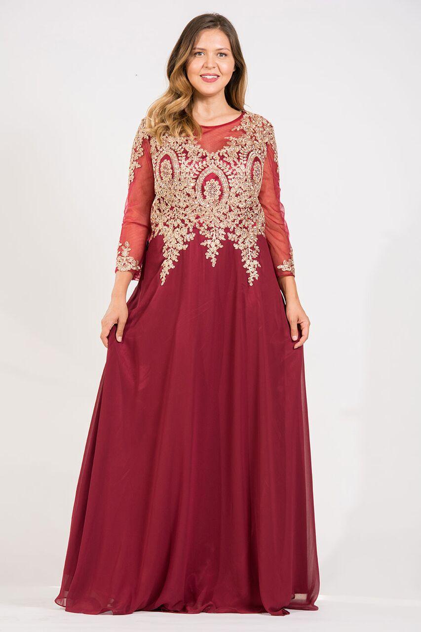 Long Sleeve Dress Plus Size Formal Mother of the Bride - The Dress Outlet May Queen