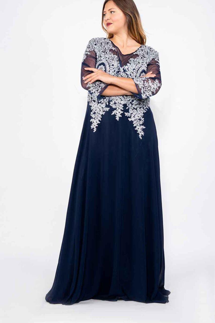 Long Sleeve Dress Plus Size Formal Mother of the Bride - The Dress Outlet May Queen
