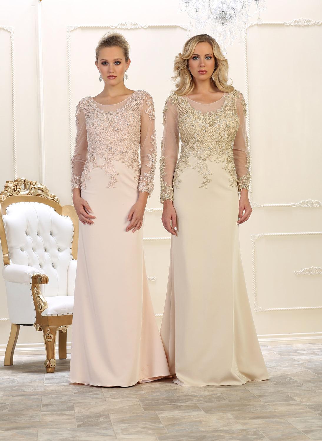 Long Sleeve Formal Dress Evening Gown - The Dress Outlet May Queen