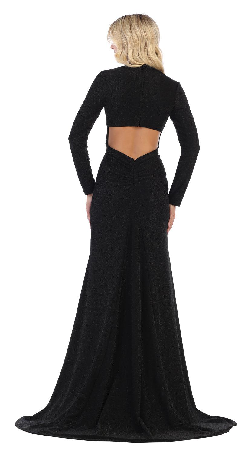 Long Sleeve Formal Dress Evening Open Back - The Dress Outlet May Queen