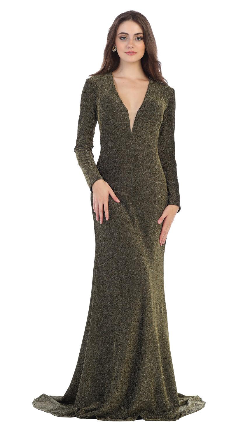 Long Sleeve Formal Dress Evening Open Back - The Dress Outlet May Queen