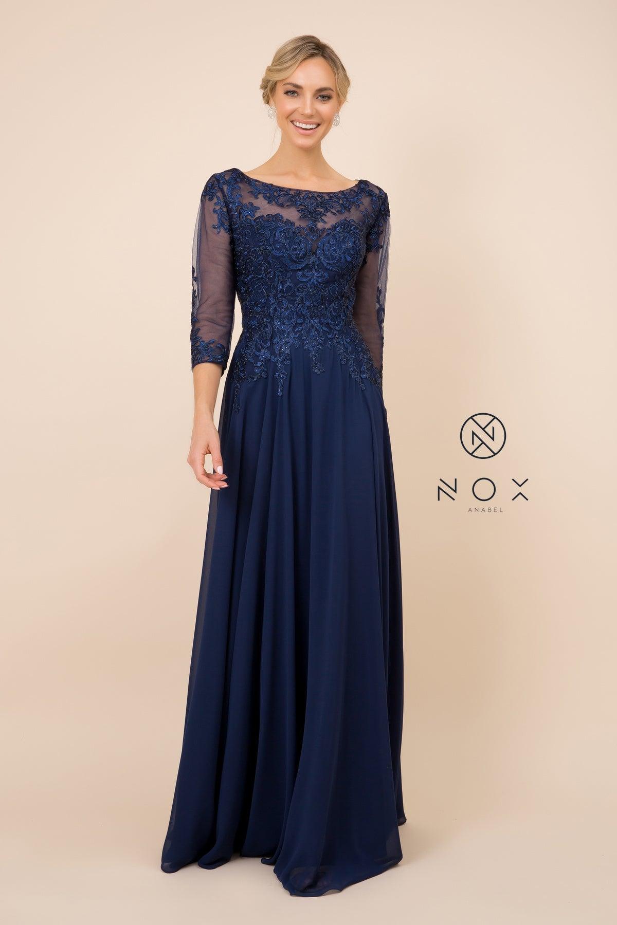 Long Sleeve Formal Mother of the Bride Dress - The Dress Outlet Nox Anabel