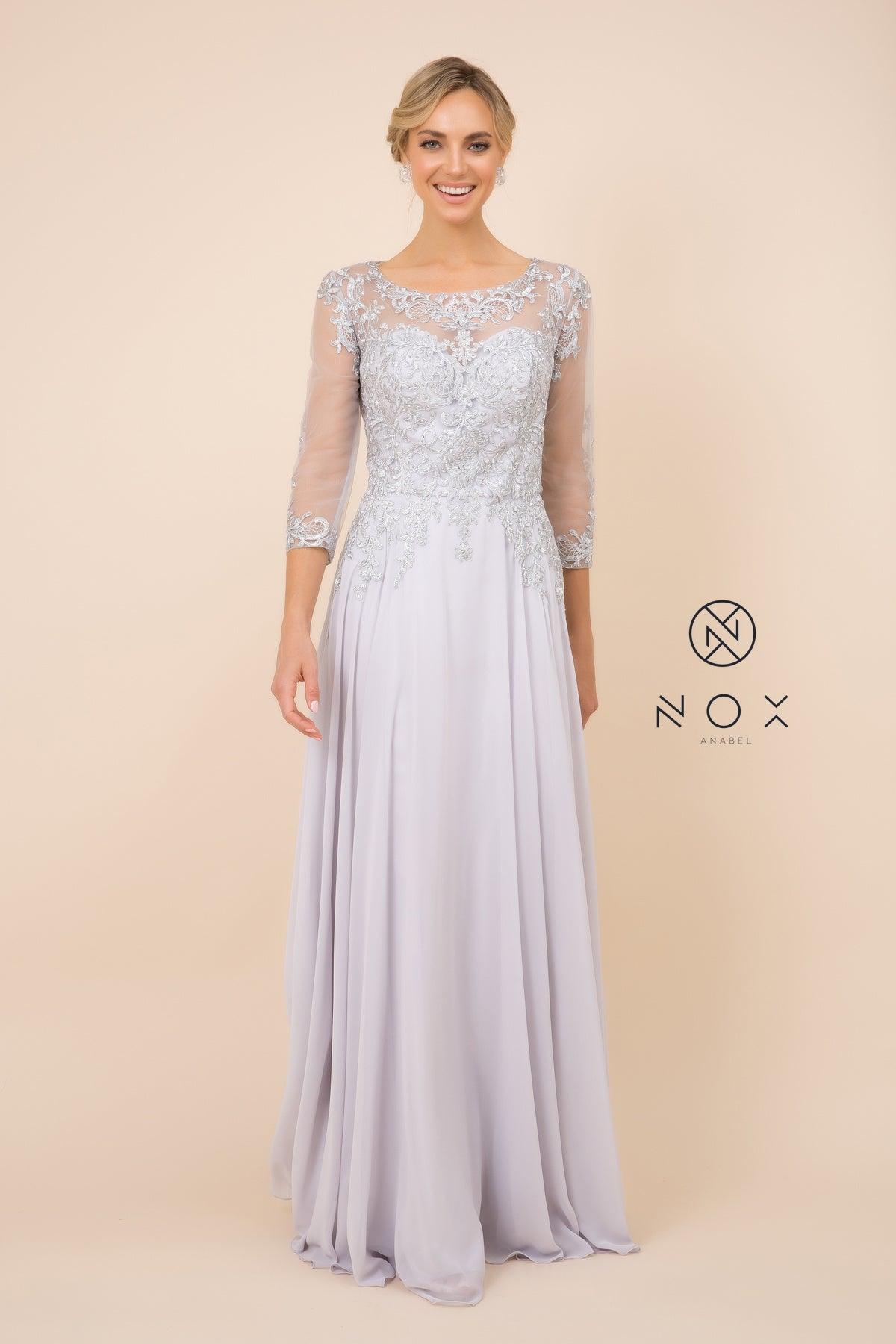 Long Sleeve Formal Mother of the Bride Dress - The Dress Outlet Nox Anabel