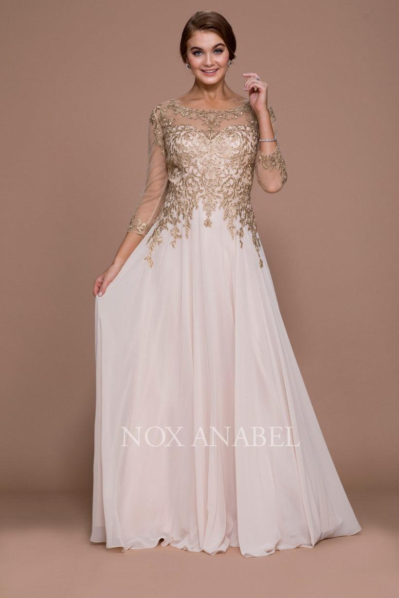 Long Sleeve Formal Mother of the Bride Dress - The Dress Outlet Nox Anabel
