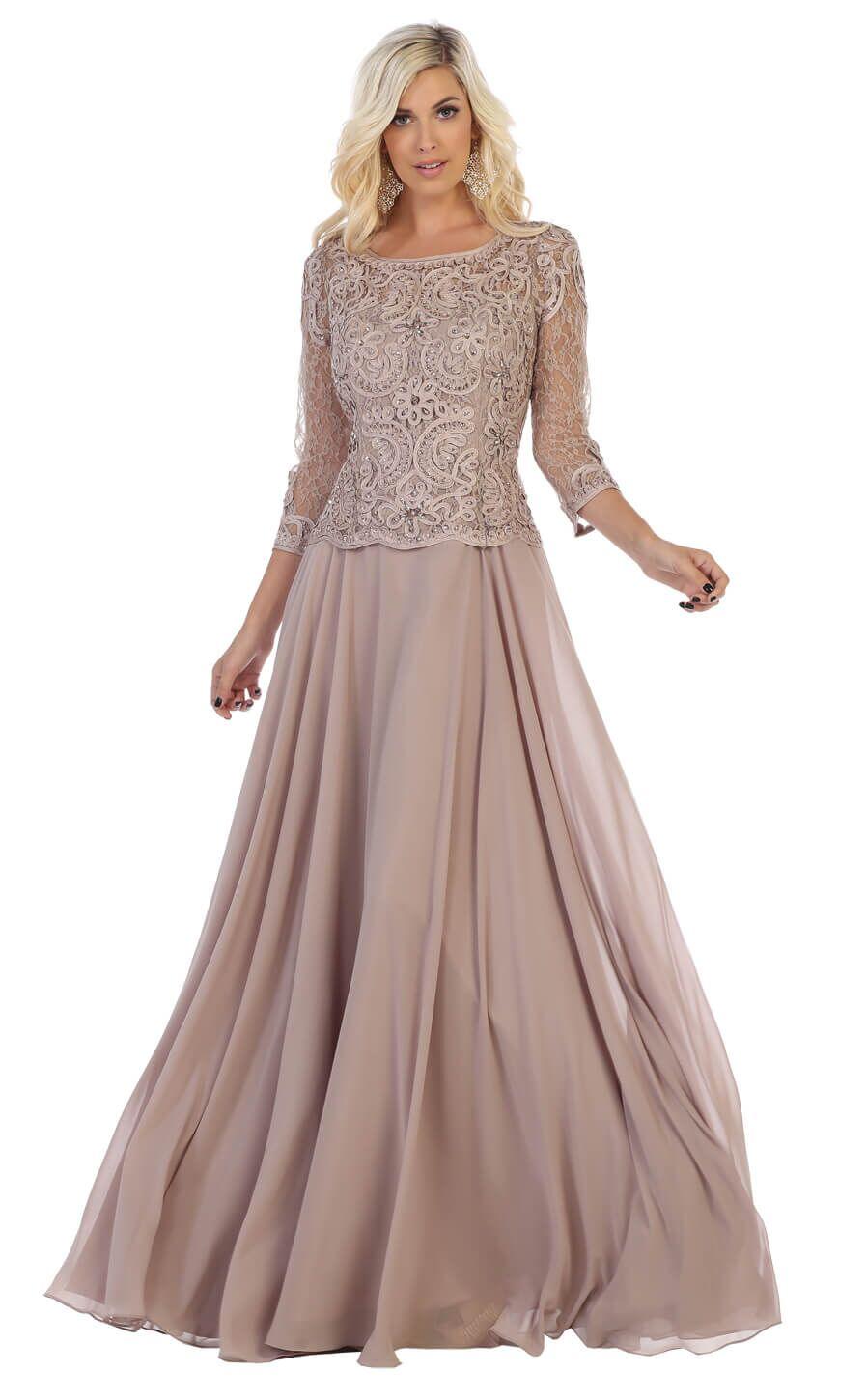 Long Sleeve Mother of the Bride Dress - The Dress Outlet May Queen