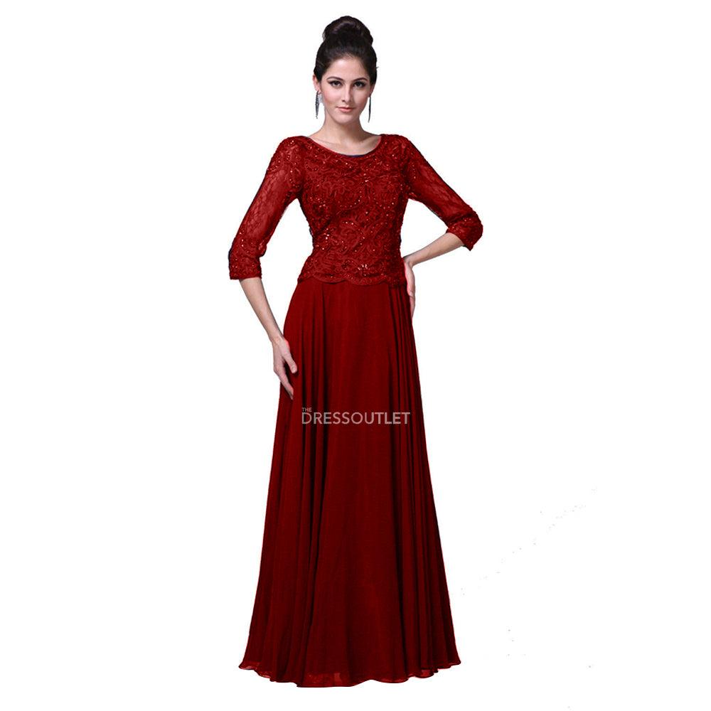 Long Sleeve Mother of the Bride Dress - The Dress Outlet May Queen