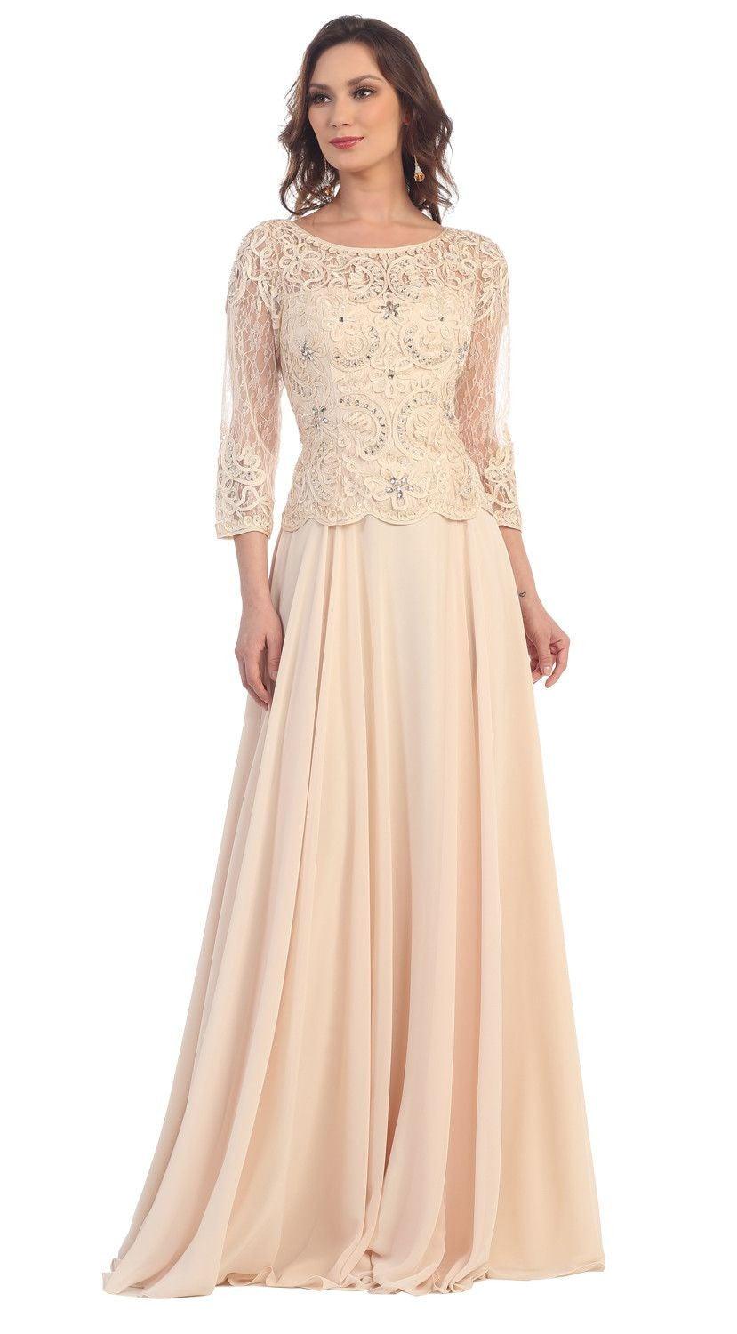Long Sleeve Mother of the Bride Dress - The Dress Outlet May Queen