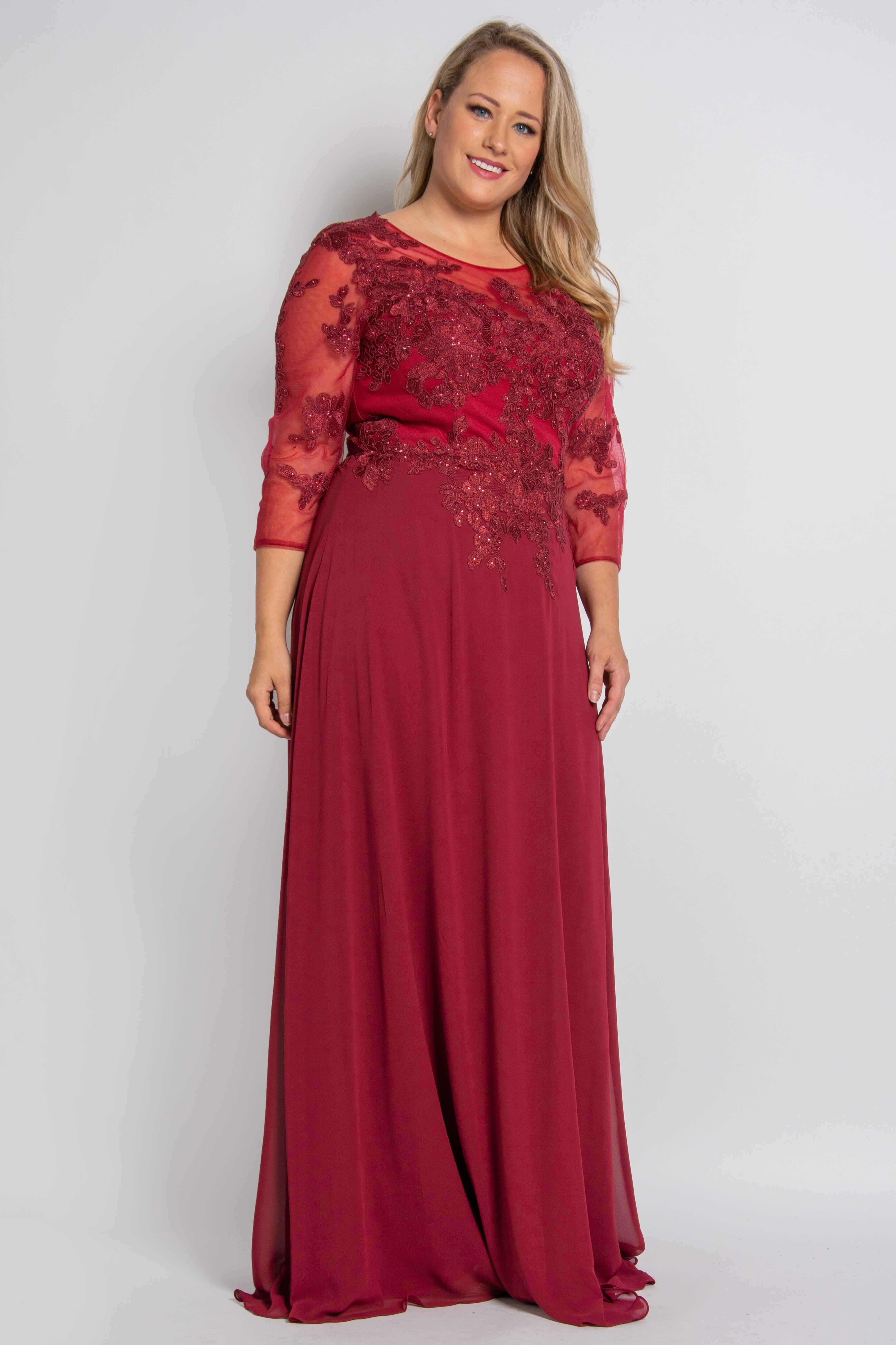 Long Sleeve Mother of the Bride Formal Dress - The Dress Outlet May Queen