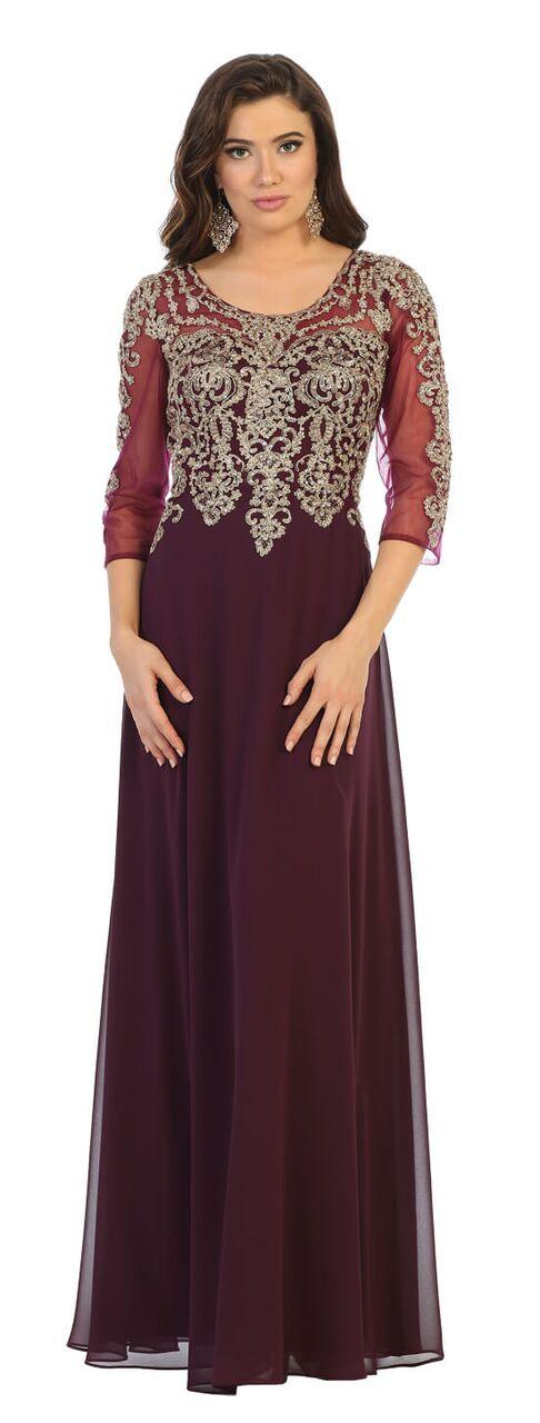 Long Sleeve Mother of the Bride Formal Dress - The Dress Outlet May Queen