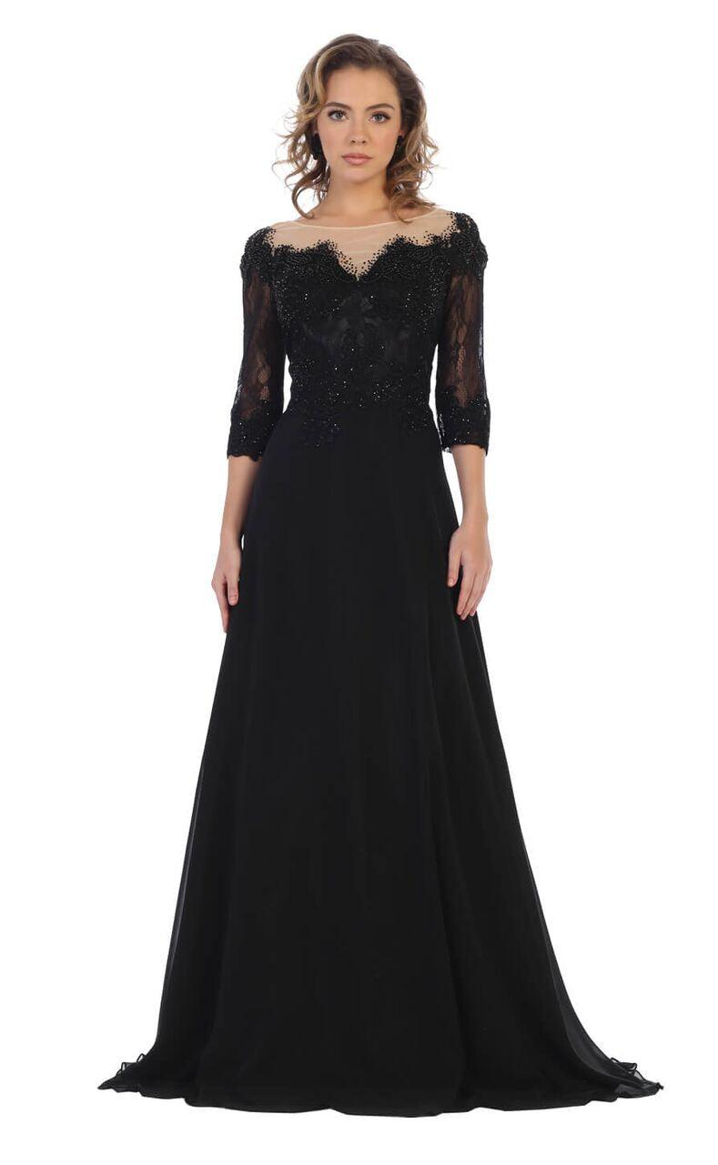 Long Sleeve Mother of the Bride Formal Dress - The Dress Outlet May Queen