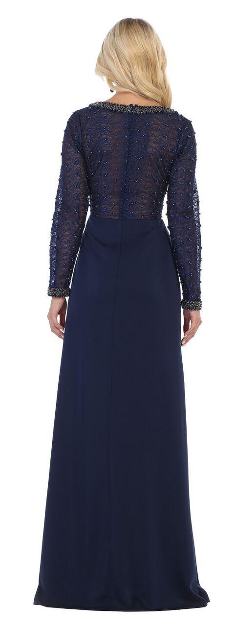 Long Sleeve Mother of the Bride Formal Dress - The Dress Outlet May Queen