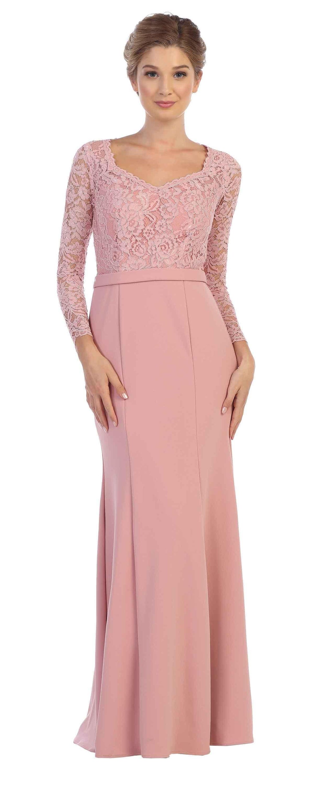 Navy Long Sleeve Mother of the Bride Formal Dress