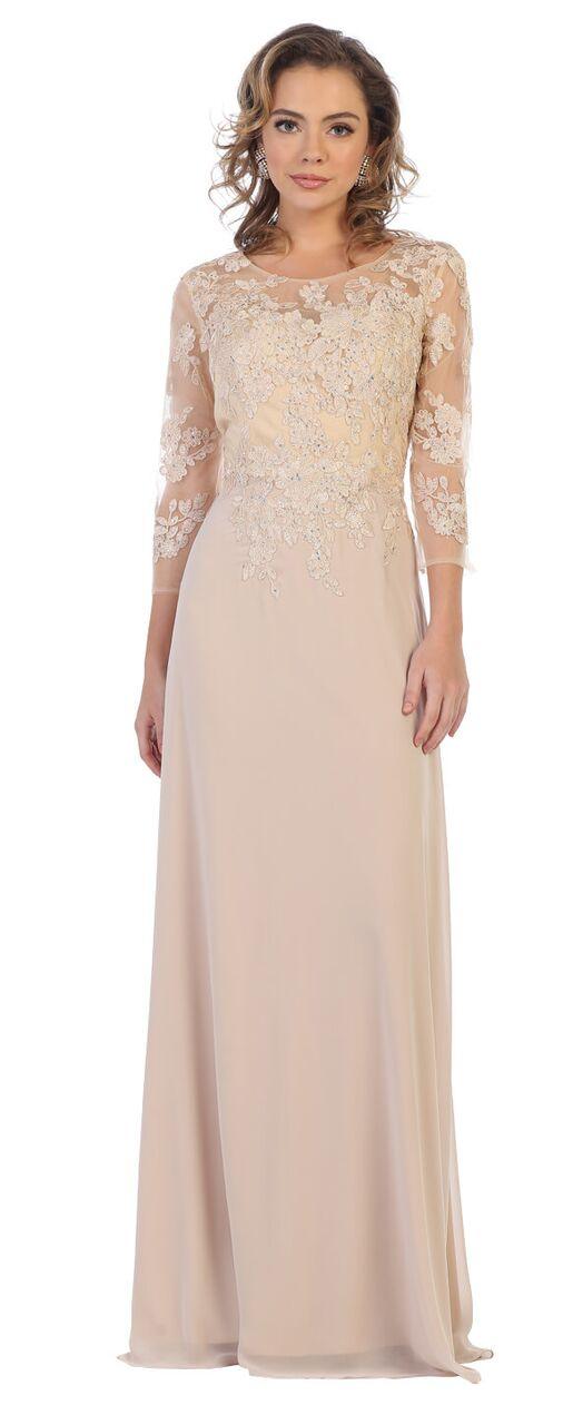 Long Sleeve Mother of the Bride Formal Dress - The Dress Outlet May Queen