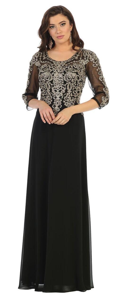 Long Sleeve Mother of the Bride Formal Dress - The Dress Outlet May Queen
