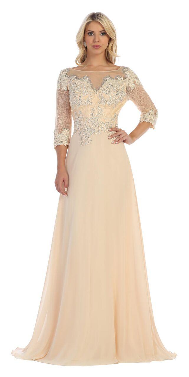 Long Sleeve Mother of the Bride Formal Dress - The Dress Outlet May Queen