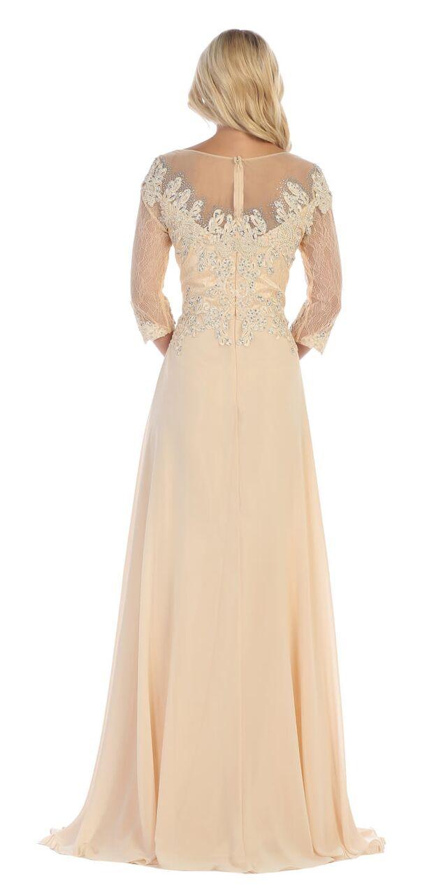 Long Sleeve Mother of the Bride Formal Dress - The Dress Outlet May Queen