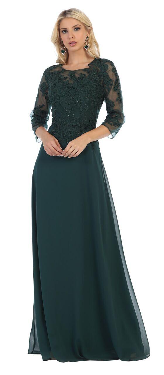 Long Sleeve Mother of the Bride Formal Dress - The Dress Outlet May Queen