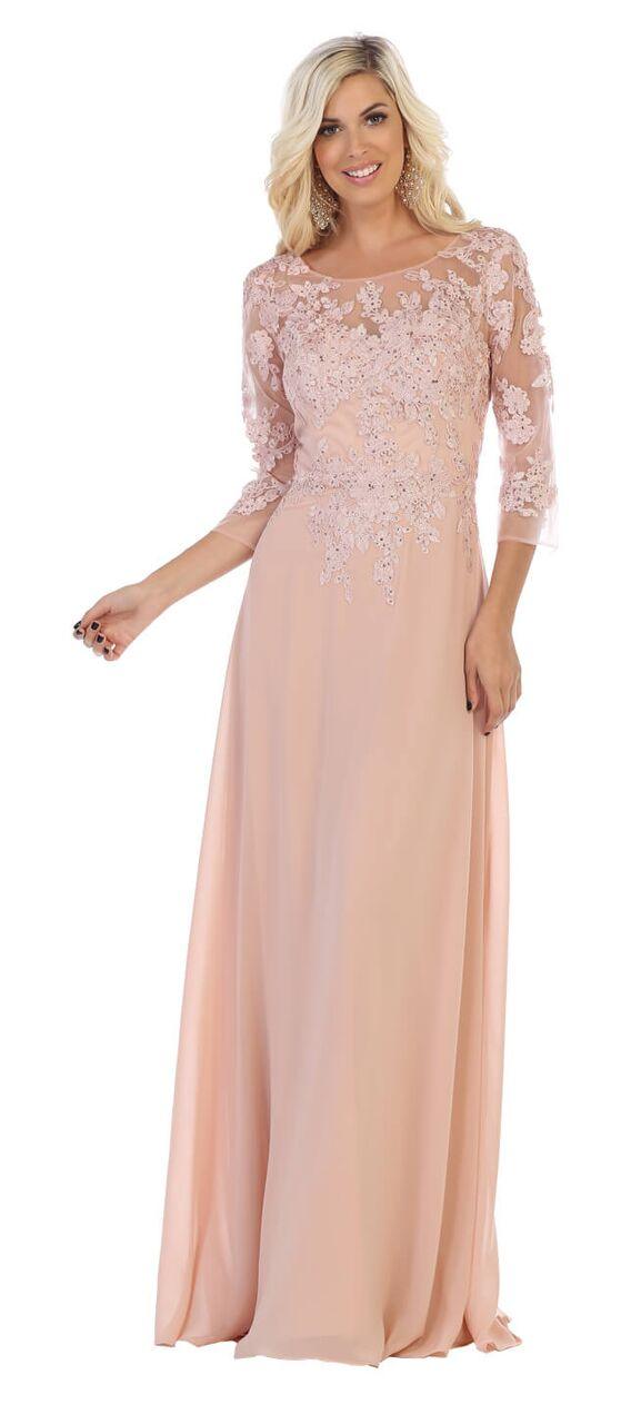 Long Sleeve Mother of the Bride Formal Dress - The Dress Outlet May Queen