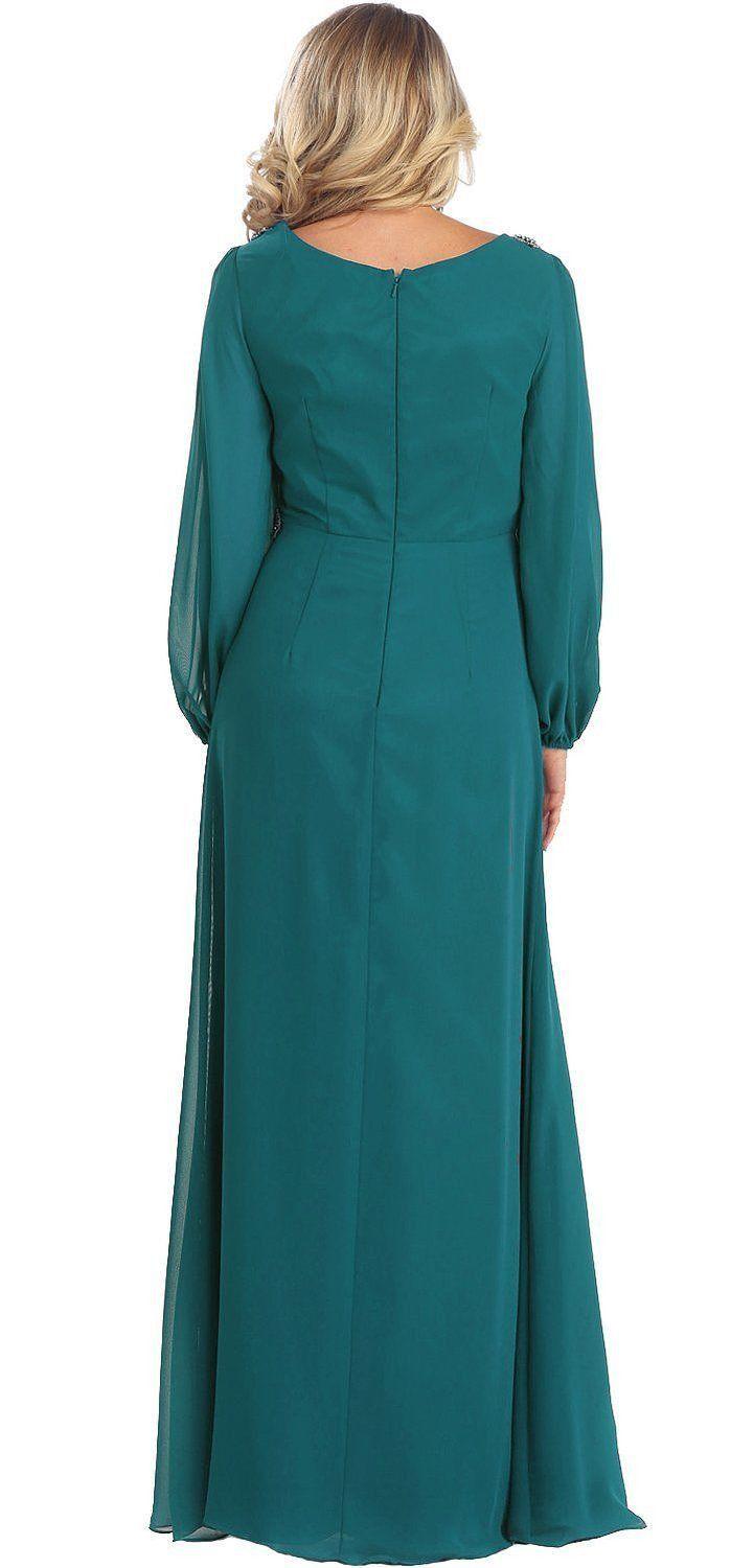 Long Sleeve Mother of the Bride Formal Plus Size Dress Groom - The Dress Outlet May Queen